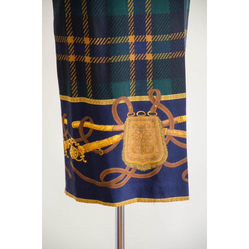 Ann Taylor green plaid wool wrap skirt 90s vtg equestrian novelty print skirt - Picture 3 of 8